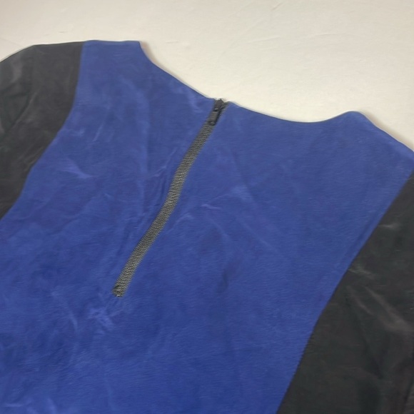 Madewell Blue and Black Colorblock Dress Back Zipper Silk Blend Small - Picture 16 of 17